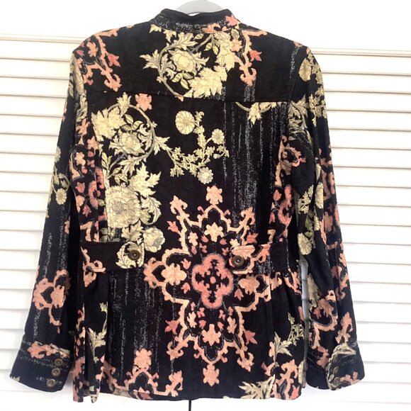 Citron Santa Monica Womens Black Floral Button-Up Jacket Size M - Picture 2 of 16
